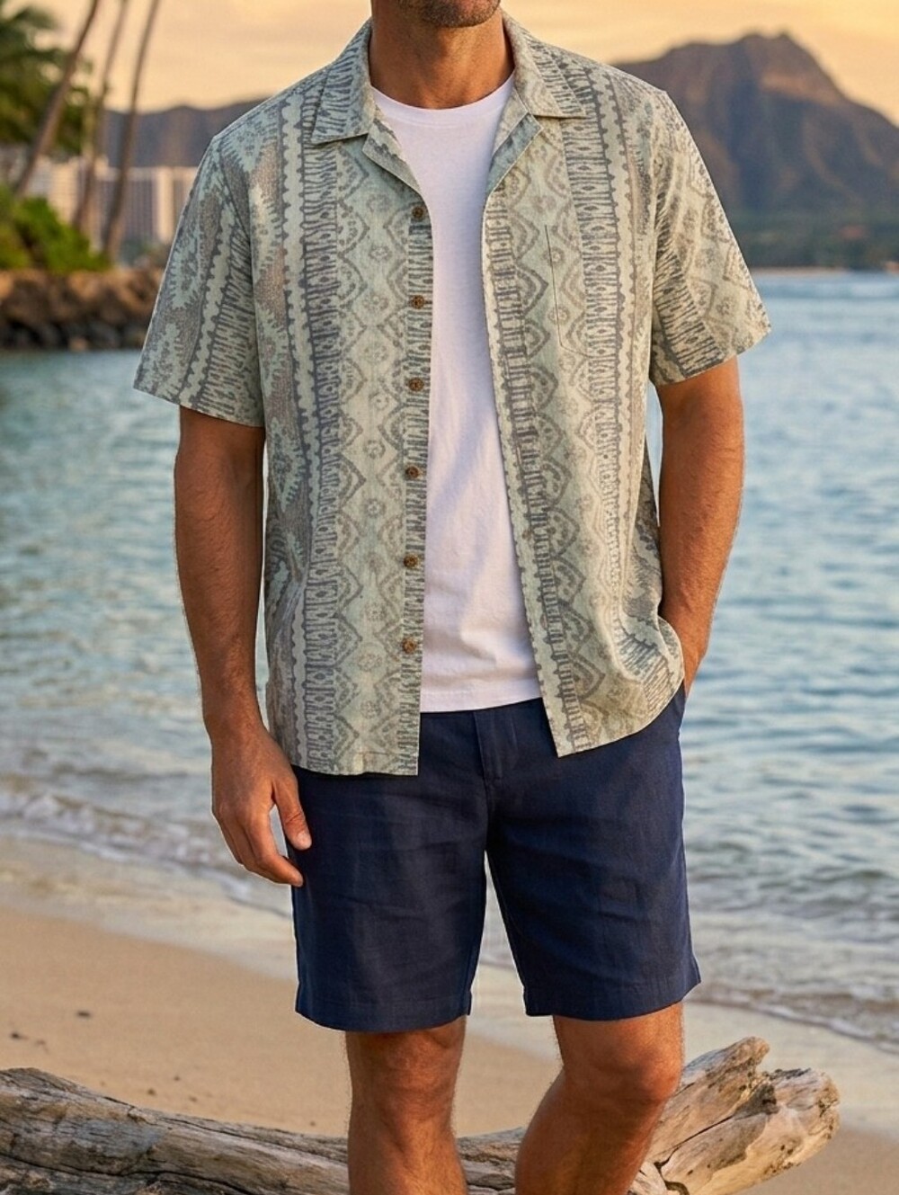 Cooke Street Hawaiian Shirt Men’s Size XL Reverse Print Blue 100% Cotton